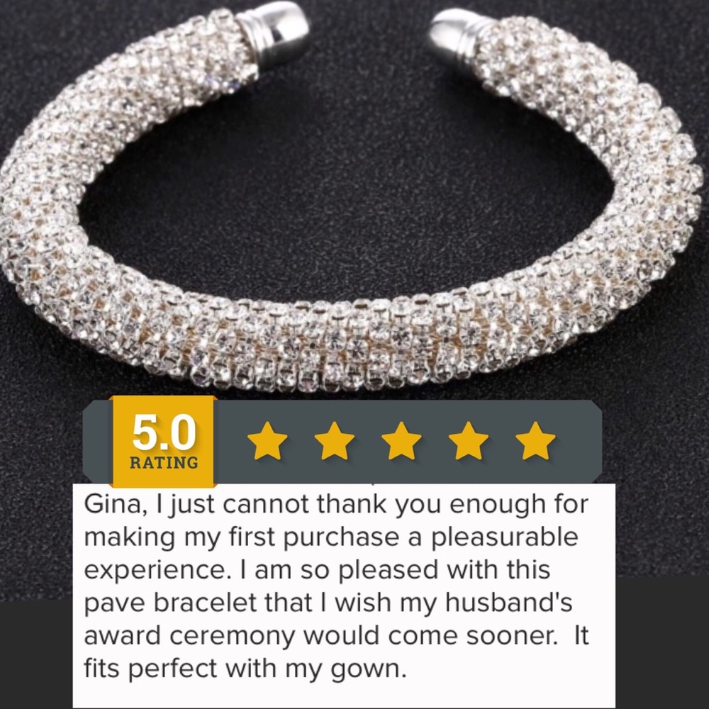 RESTOCKED! 🔥 Silver Pavé Crystal Rhinestone Cuff - Picture 5 of 5